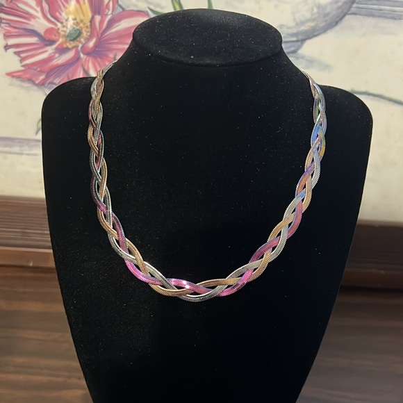 Jewelry - Stainless steel multi color braided necklace
